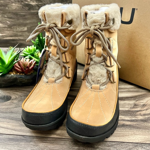 NIB JBU by Jambu Northgate Faux Fur Trim Waterproof Ankle Boots 8M Tan - Picture 4 of 13